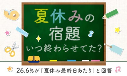 【夏休みの宿題いつ終わらせてた?】26.6%が「夏休み最終日あたり」と回答