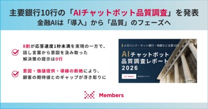 【主要銀行10行の「AIチャットボット品質調査」を発表】金融AIは「導入」から「品質」のフェーズへ。8割が応答速度1秒未満を実現の一方で、話し言葉から意図を汲み取った解決策の提示は0行