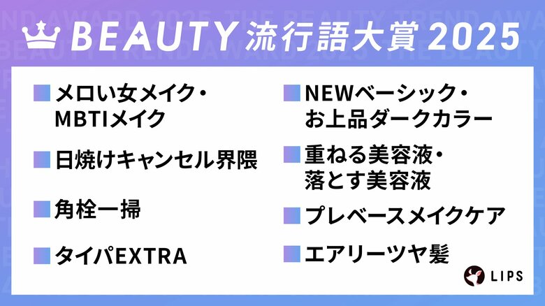 美容プラットフォーム「LIPS」が『BEAUTY流行語大賞』を本日発表！【2025年美容トレンド総括】