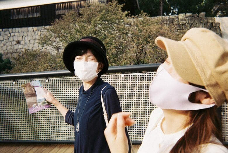 熊本城に母と妹と