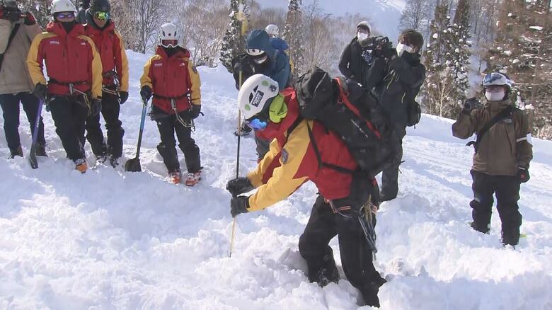 野沢温泉村で初の冬山合同訓練（2月1日）