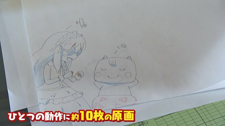 1つの動作には多くの原画が必要に