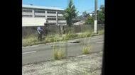 廿日市市の県道で道路が陥没　直径１メートルほどの穴