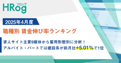 求人サイト主要9媒体から雇用形態別に分析!アルバイト・パートでは建設系が前月比+5.01%で1位【2025年4月度 職種別 賃金伸び率ランキング】