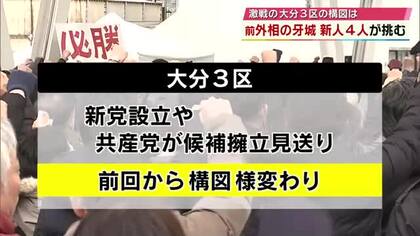 【衆院選大分2026】大分3区は過去最多の5人出馬　前外務大臣のベテランに新人4人が挑む