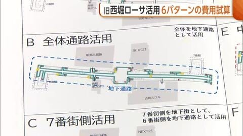 地下施設“旧西堀ローサ”どう活用？新潟市が6つの費用試算公表　『通路活用』で約95億円　『地下街活用』で約160億円に「市民が納得する使い方模索」