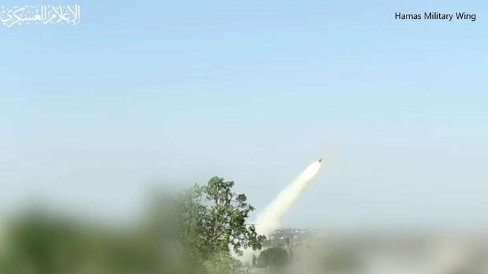 イスラエルに向けて発射されたロケット弾とされる(2023年12月25日ハマス公開)