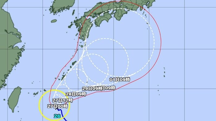 台風26号の進路予想図　気象庁HPより