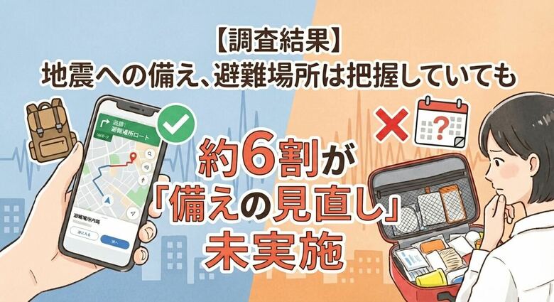 地震への備え、「場所は把握」でも「備えの見直し」は約6割が未実施