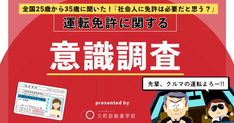社会人に免許は必要だと思う? 25歳から35歳の「運転免許に関する意識調査」結果を発表