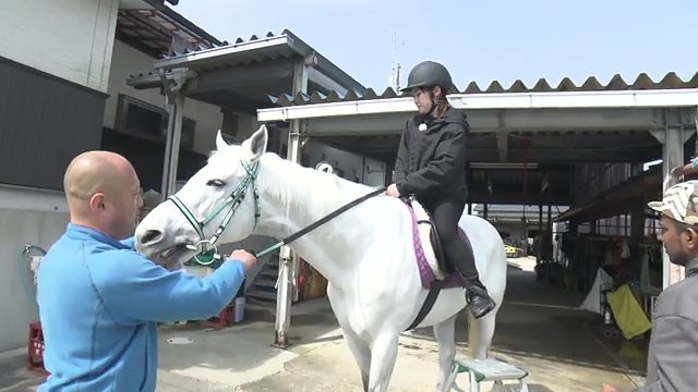 日本馬術連盟公認ライセンス保持者　根元伸一郎さんに指導を受ける