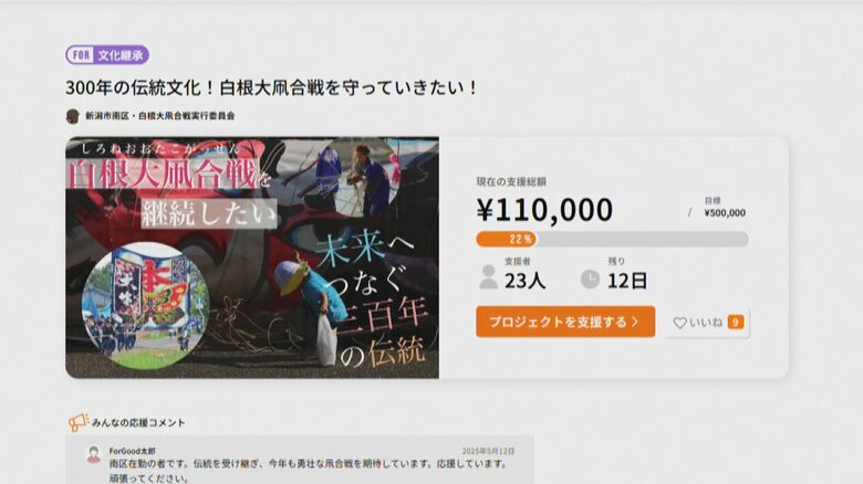 伝統守るため支援呼びかけ