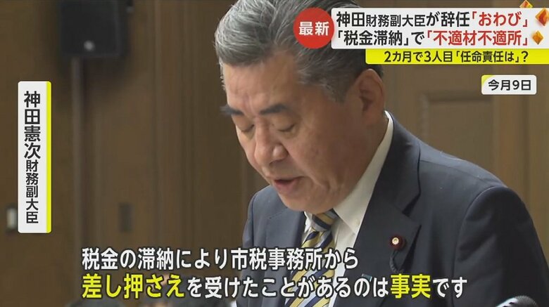 9日の国会で税金滞納を認める