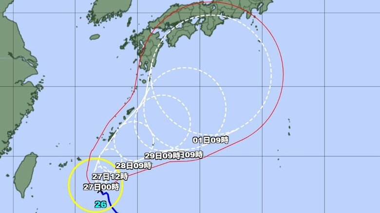 台風26号の進路予想図　気象庁HPより