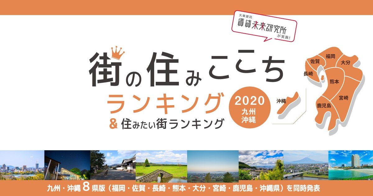 大東建託 いい部屋ネット 街の住みここちランキング２０２０ 佐賀県版 いい部屋ネット 住みたい街ランキング２０２０ 佐賀県版 同時発表