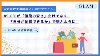 「安さだけで選ばない」40代女性たち。89.0％が「値段の安さ」だけでなく「自分が納得できるか」で選ぶように【GLAM価値観調査】