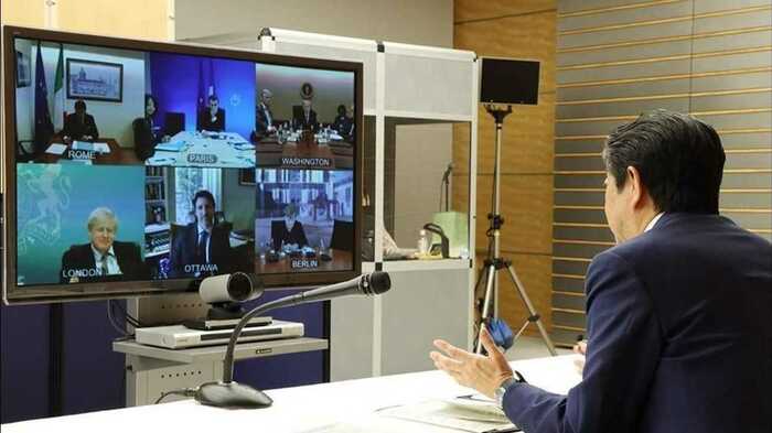G7首脳テレビ電話会議 (官邸インスタグラムより)