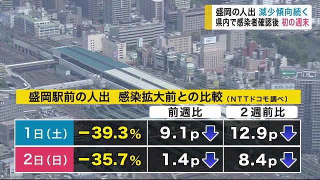 盛岡の人出 減少傾向続く 岩手県内で感染者確認後 初の週末
