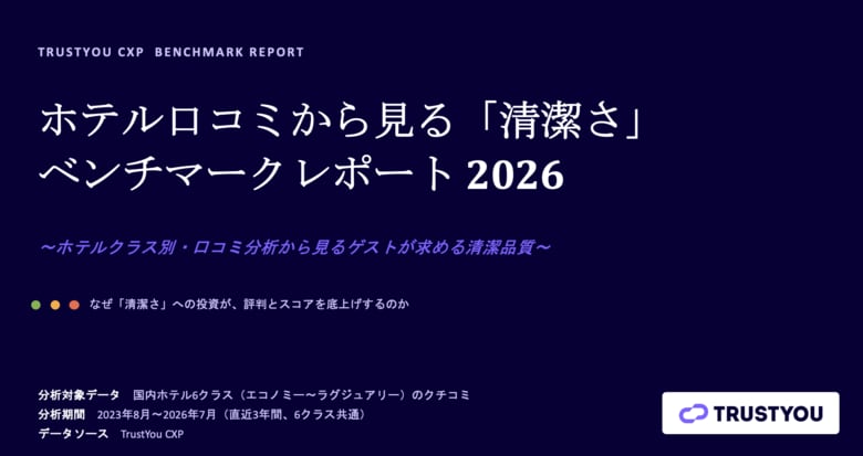 TrustYou、国内ホテルの口コミ約317万件を分析した「清潔さ」ベンチマークレポート2026を公開