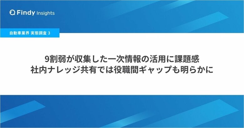 【自動車業界 実態調査（3）】9割弱が収集した一次情報の活用に課題感、社内ナレッジ共有では役職間ギャップも明らかに
