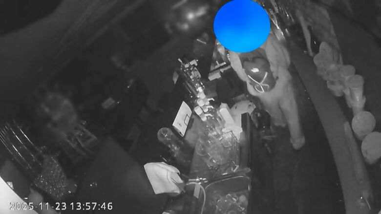 防犯カメラに映った店内を物色する人物