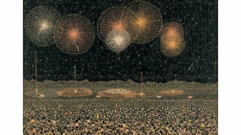 長岡の花火　1950（昭和25年）貼絵　@Kiyoshi Yamashita/STEPeast 2026