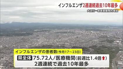 大流行、インフル患者が爆発的に増加　過去10年で最多　集団感染は教育施設中心に44件報告　秋田
