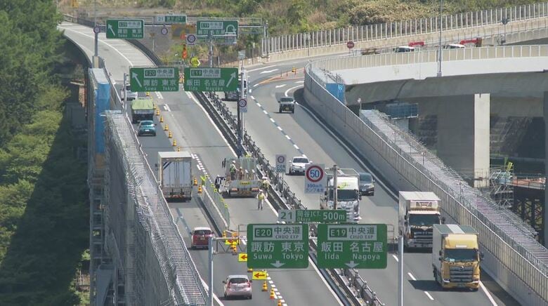 岡谷JCTリニューアル工事再開　去年は工事期間中に146件の事故、44人けが　車線規制の渋滞に起因する事故が多発　渋滞の車列への追突事故が全体の7割｜FNNプライムオンライン