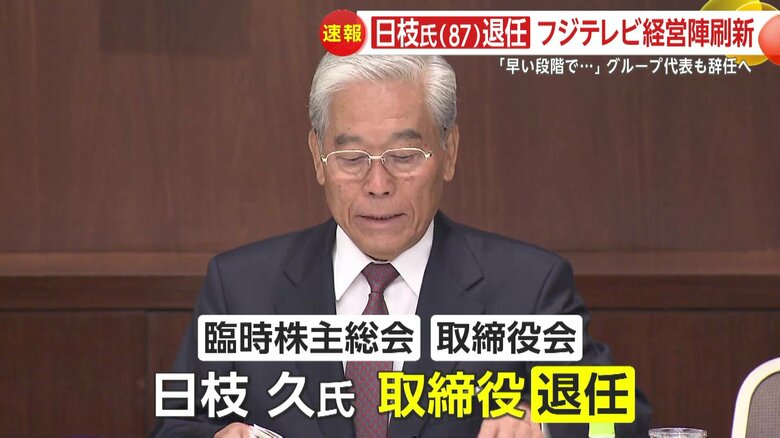 【速報】日枝氏（87）取締役退任、フジサンケイグループ代表も辞任へ…フジテレビ経営陣刷新で取締役数22人から10人、女性比率3割に｜FNNプライムオンライン