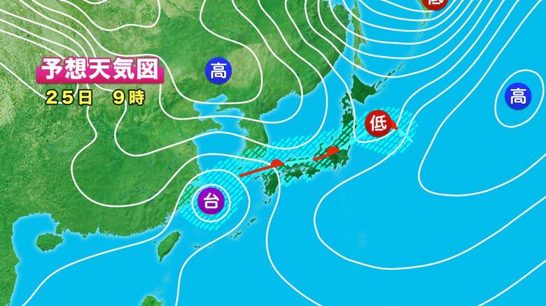 25日午前9時の予想天気図