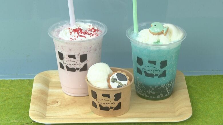 左から「アイスフラッペ」（650円）、「和合のアイス」（400円）、「清流フロート」（550円）