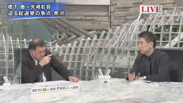 反町理キャスター（左）、橋下徹 元大阪府知事 元大阪市長（右）