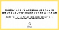 発達特性のある子どもの不登校率は全国平均の9.5倍 夏休み明けに多い学校への行き渋りや欠席も61.5%が経験