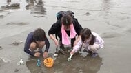 潮干狩り人気スポットに多くの人　禁止エリアを知りながら「毎年この辺で」という人、禁止と知り貝を戻す人　茨城・大洗サンビーチ