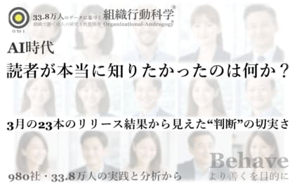 AI時代、読者が本当に知りたかったのは何か？ 3月の23本の配信と反響をもとに新たな分析レポートを公開、“判断”への関心構造を整理（組織行動科学(R)）
