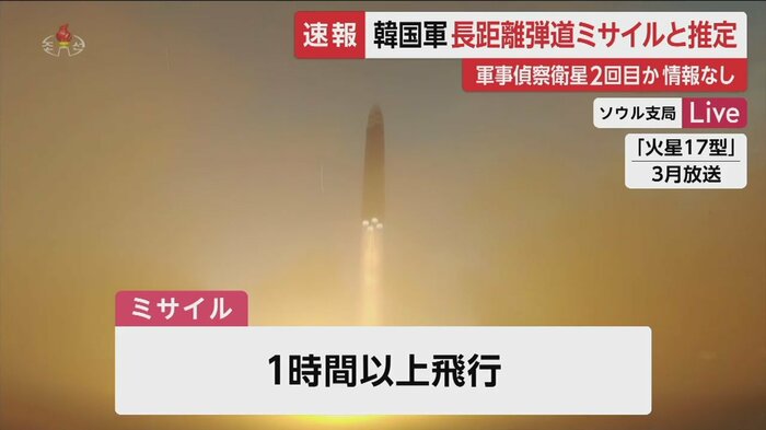 迎撃しにくいとされる高い角度の「ロフテッド軌道」の可能性があるという