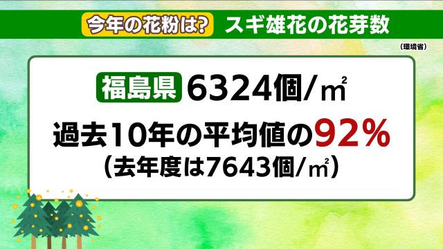 福島県の雄花の花芽数(出典:環境省)