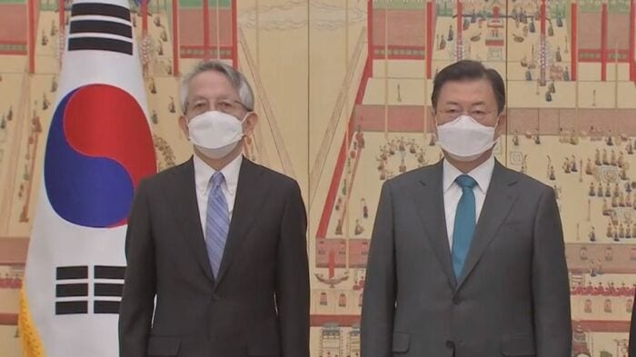 文大統領と相星駐韓大使が初対面した4月14日、文大統領は国際海洋法裁判所への提訴を積極的に検討するよう関係部署に指示した