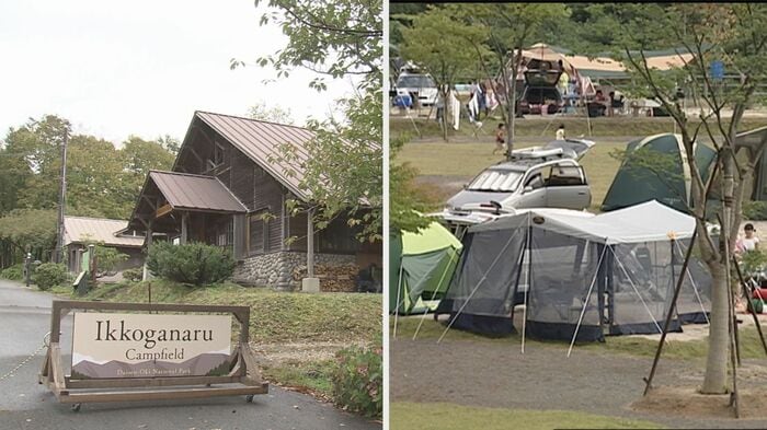 鳥取・琴浦町「一向平キャンプ場」（左）南部町・「緑水湖オートキャンプ場」（右）