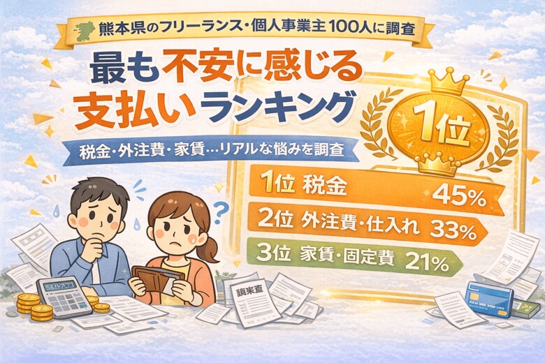 【熊本県調査】フリーランス・個人事業主100人に聞いた「最も不安に感じる支払い」ランキング調査