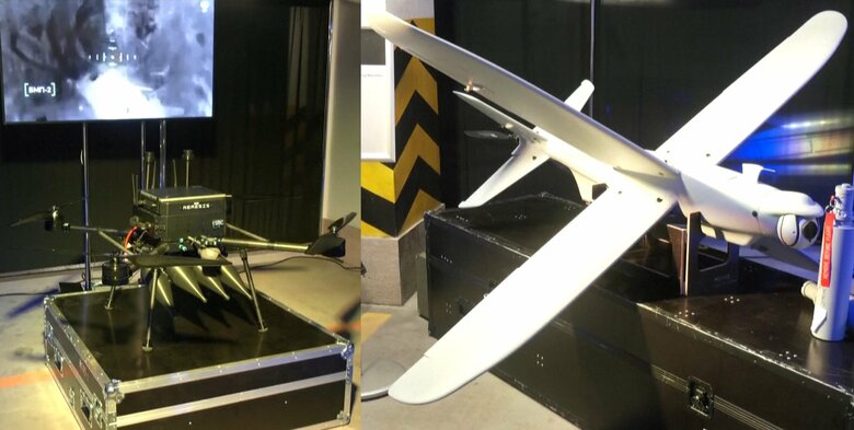 ウクライナは戦場の体験を元に複数の爆発物を投下できるNEMESIS BMH(左)やRAM-2AX(右)などを開発している。