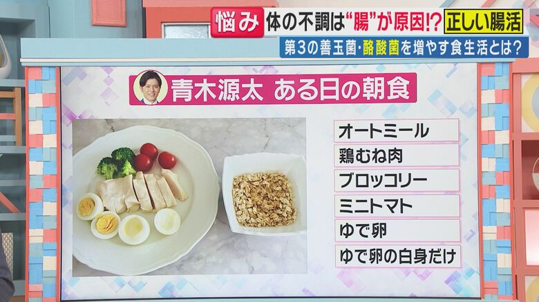 青木キャスターのある日の朝食（関西テレビ「旬感LIVE とれたてっ！」より）