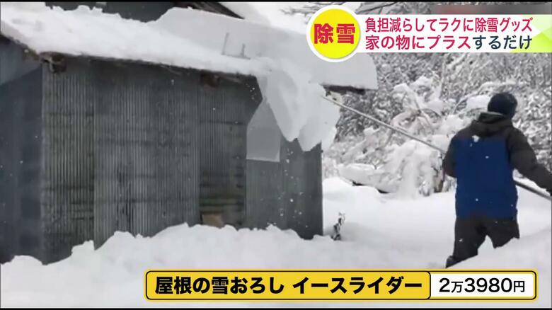 雪を効果的に滑り落とすためのシートが付いている