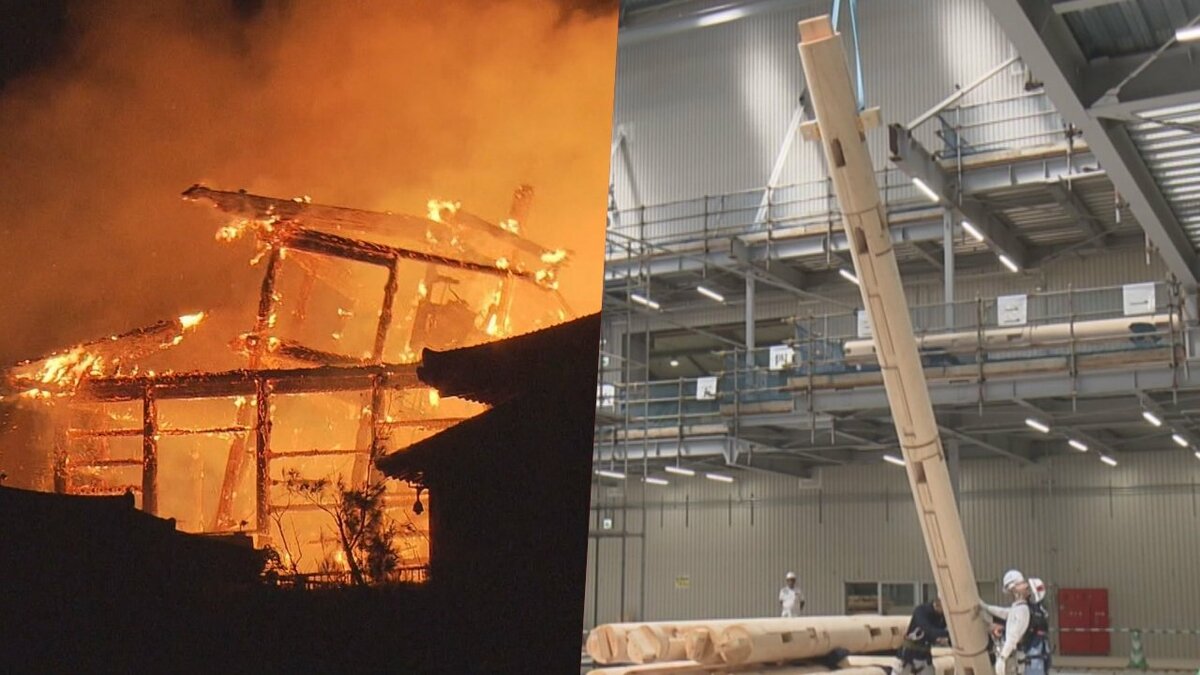 希少な木材を外壁用に加工…5年前炎に包まれた世界遺産『首里城』復元に
