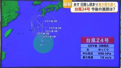 3日 日差し弱まり暑さ落ち着く　台風24号 今後の進路は？【佐賀県】