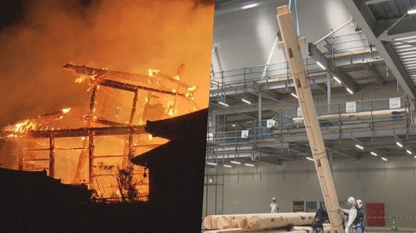 希少な木材を外壁用に加工…5年前炎に包まれた世界遺産『首里城』復元に