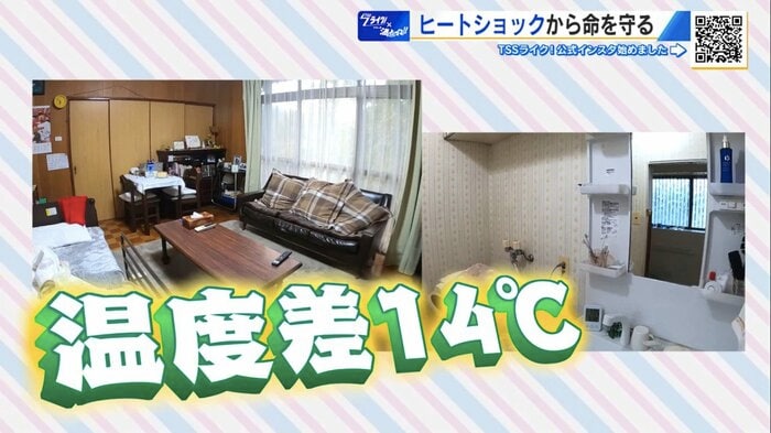 築40年以上の一軒家でリビングと脱衣所に14度もの温度差