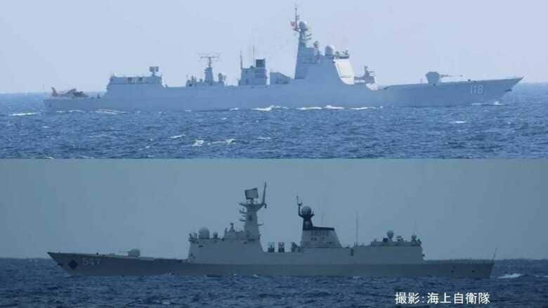 射程540km対艦ミサイル搭載可能な「中国版イージス」など中国艦3隻が対馬海峡を通過｜FNNプライムオンライン
