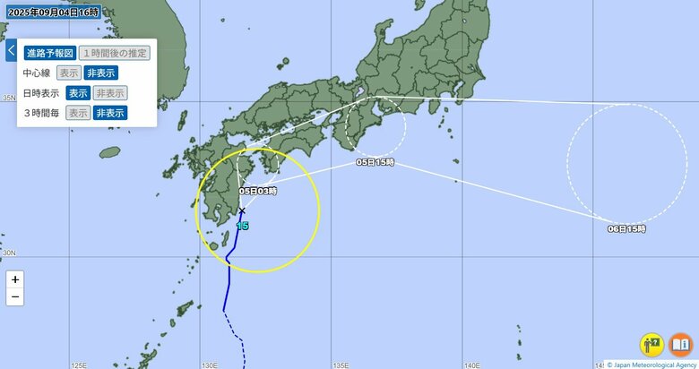 福岡では5日朝にかけて落雷や竜巻・急な強い雨に注意　台風15号の最接近は4日夜遅くから5日未明　大気の状態が非常に不安定に　気象台｜FNNプライムオンライン