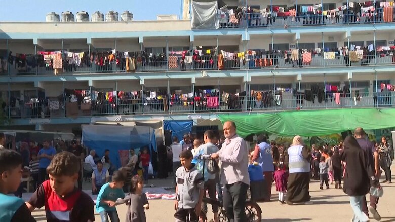 ガザ地区南部のハンユニスにあるUNRWAの学校は避難所になっている（2023年11月撮影）